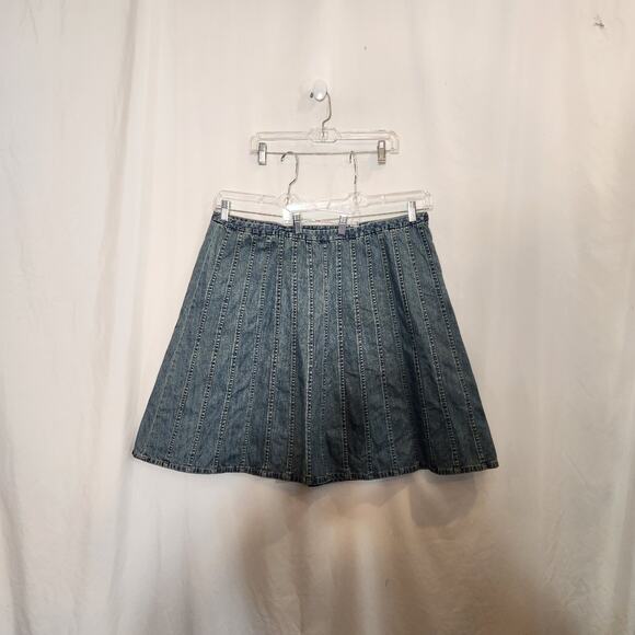 CHRISTOPHER & BANKS CJ BANKS Y2k Blue Denim Multi Panel Pleated Skirt Women 20W - Picture 1 of 10